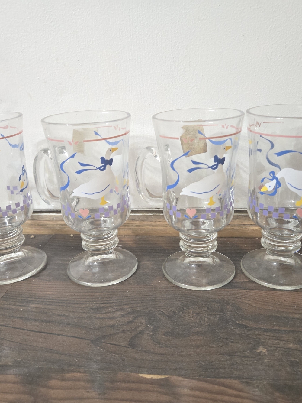 Set of 4 Vintage Libbey Goose Irish Coffee Glass Mugs